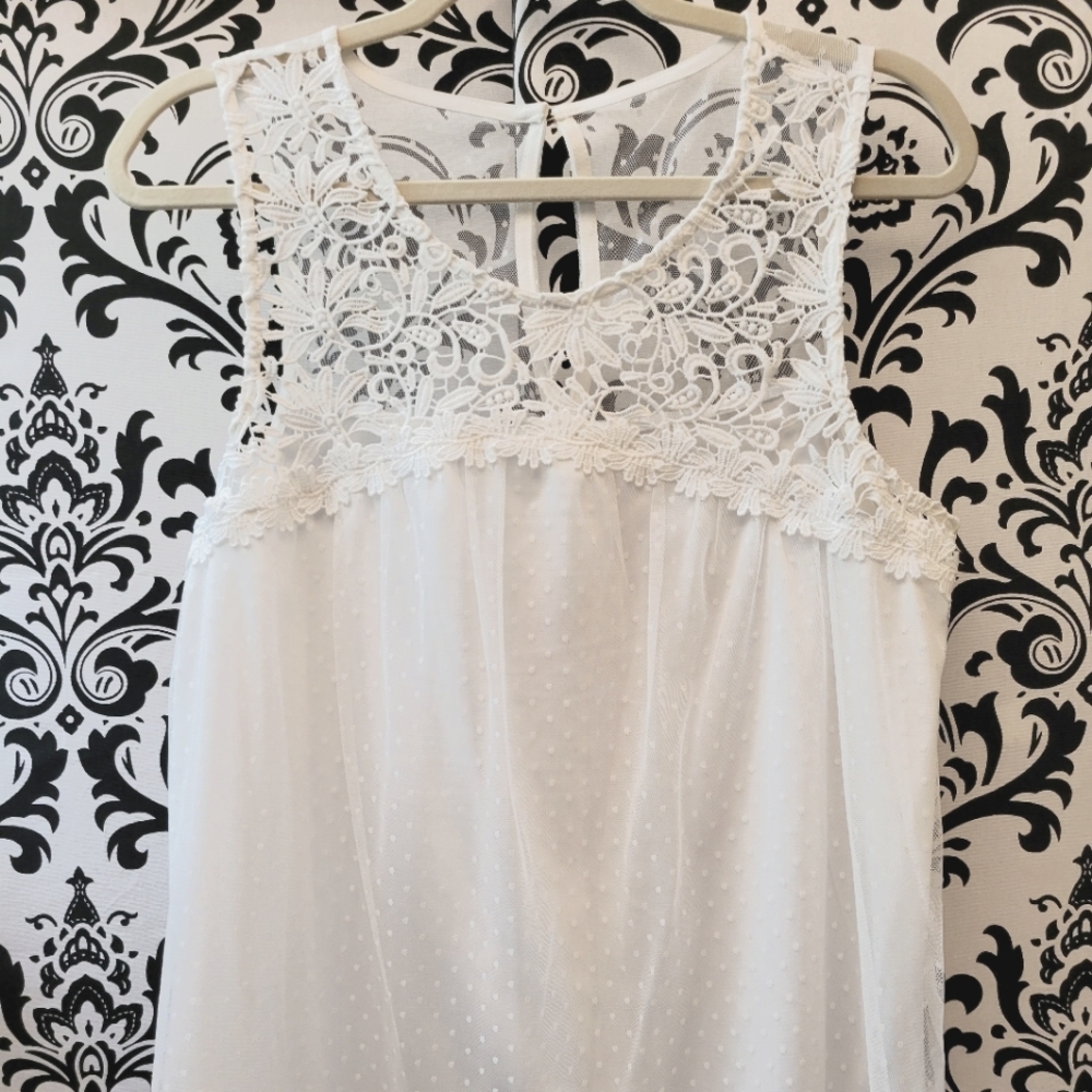 Maurices White Lace and Dot Mesh overlay